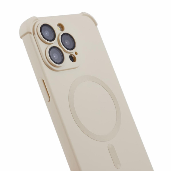 Etui silikonowe do iPhone 15 Pro Max, Magnetic, do MagSafe, beżowe