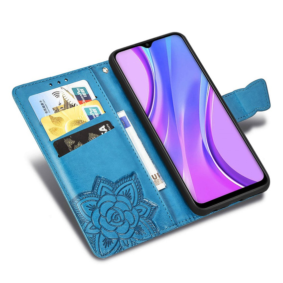 Etui z klapką do Xiaomi Redmi 9, Butterfly, niebieskie