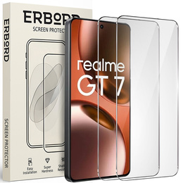 2x Szkło Hartowane do Realme GT 7 / 7T, ERBORD 9H Hard Glass, szybka
