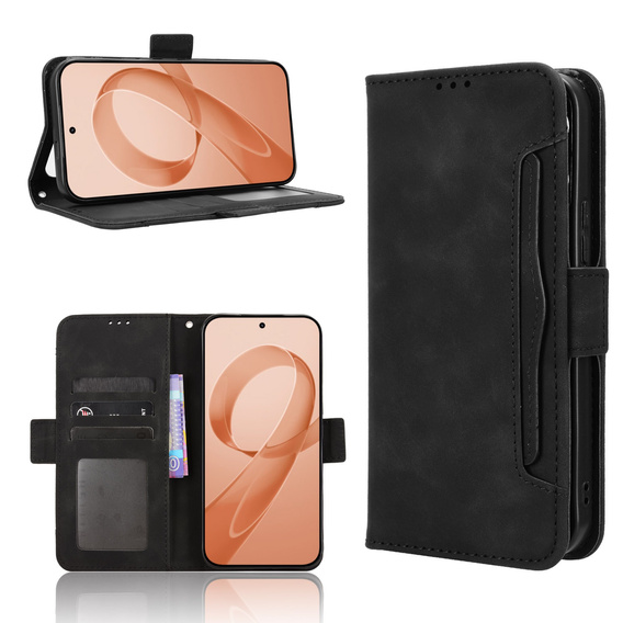Etui z klapką do Xiaomi Poco F8 Ultra, Card Slot, czarne