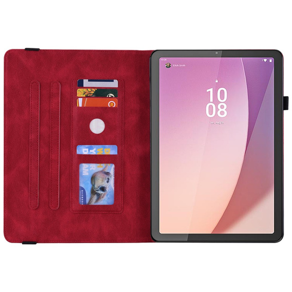 Etui do Lenovo Tab M9, Wallet Pen Slot, butterflies, czerwone