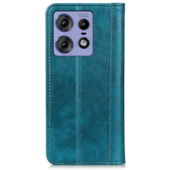 Etui z klapką do Motorola Edge 50 Pro, Split Leather, zielone