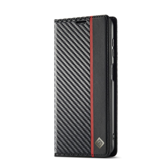 Etui z klapką do Samsung Galaxy S25 FE, Carbon LC.IMEEKE, czarne