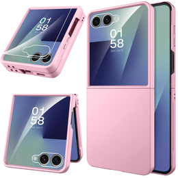 Etui ze szkłem hartowanym na ekran zewnętrzny do Samsung Galaxy Z Flip7 – różowe