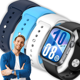 4x Pasek Silikonowy do Huawei Watch Fit 4 / 4 Pro / 3, Czarny, Granatowy, Niebieski, Biały