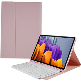 Etui z klawiaturą do Galaxy Tab S7+ Plus / S8+ Plus /S7 FE T730 T733, Pen Slot, różowe rose gold