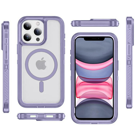 Etui z ramką do iPhone 12/12 Pro, do MagSafe, przezroczyste / fioletowe