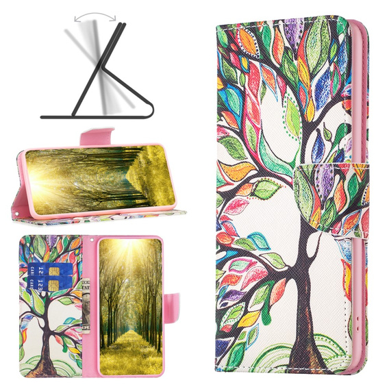 Etui z klapką do Samsung Galaxy A25 5G , Wallet, tree of life, białe + szkło 9H