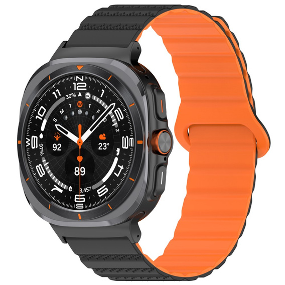 Pasek Silikonowy do Samsung Galaxy Watch Ultra 47mm (2025 / 2024), Czarny/Pomarańczowy