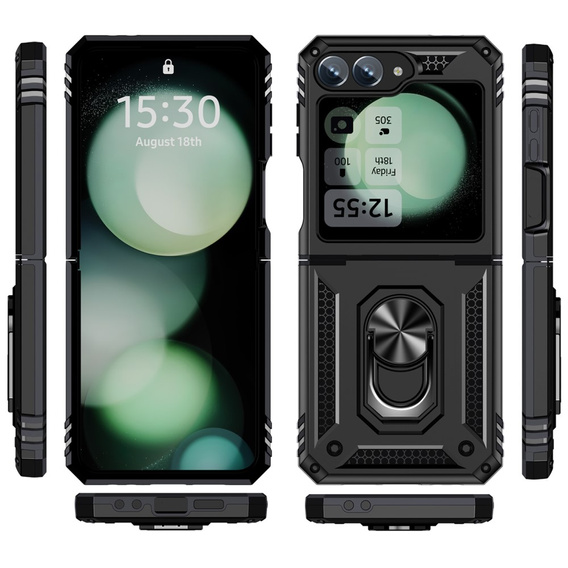 Etui pancerne do Samsung Galaxy Z Flip7 FE / Z Flip6, Nox Case Ring, czarne