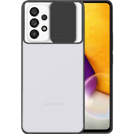 Etui do Samsung Galaxy A72, z ochroną aparatu, przezroczyste / czarne