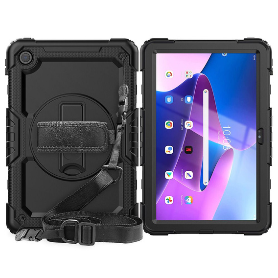 Etui do Lenovo Tab M10 Plus 10.6 Gen 3 TB-125F TB-128F, Pancerne Obrotowe 360, Czarne