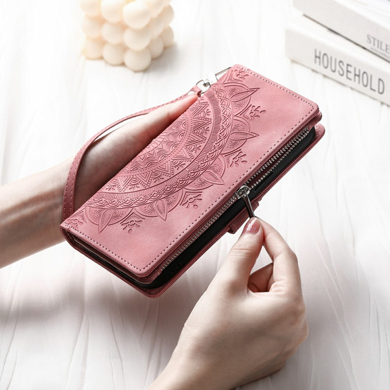 Etui z klapką do Xiaomi Redmi Note 13 Pro 4G / Xiaomi Redmi Note 14S / Xiaomi Poco M6 Pro 4G, Mandala, różowe rose gold