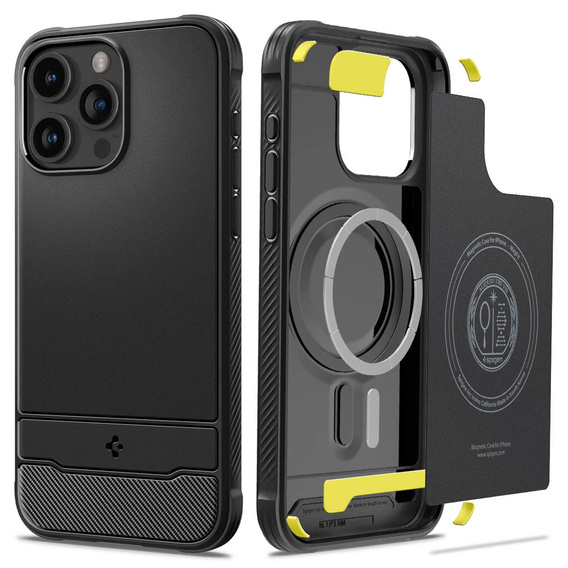Etui Spigen do iPhone 15 Pro, Rugged Armor MagSafe, Czarne