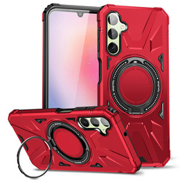 Etui do MagSafe do Samsung Galaxy A54 5G, pancerne z podstawką i blaszką do uchwytu, czerwone