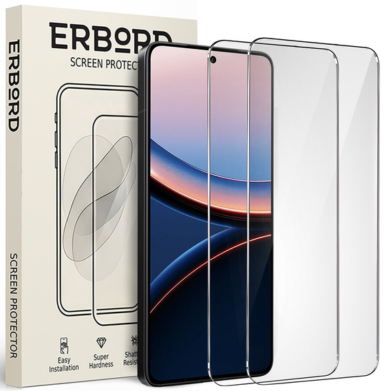 2x Szkło Hartowane do Xiaomi Poco F7 Ultra, ERBORD 9H Hard Glass, szybka