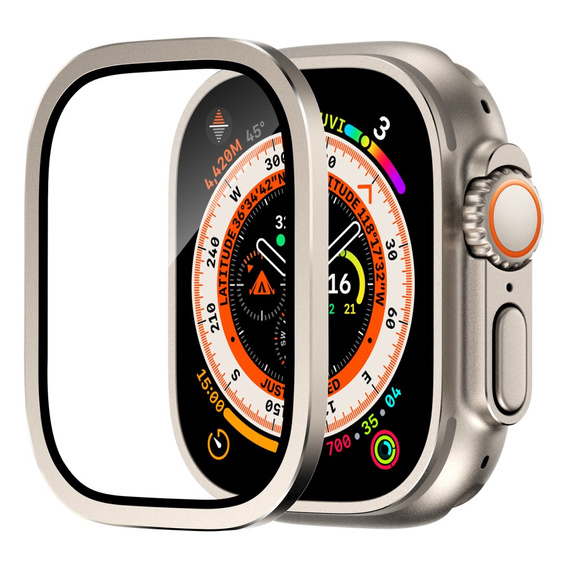 Szkło Hartowane z Ramką do Apple Watch Ultra 1/2/3 49mm, Tytanowe