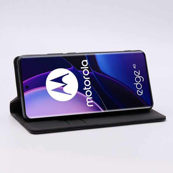 Etui do Motorola Edge 40, ERBORD Vintage portfel z klapką, czarne