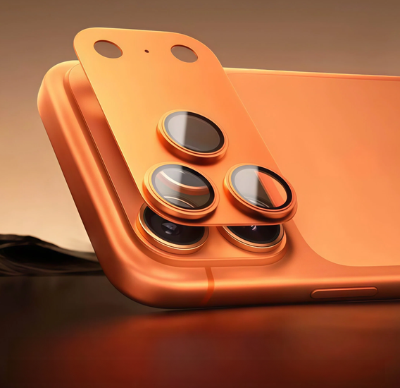 2x Szkło hartowane ERBORD na wyspę aparatów do iPhone 17 Pro Max, pomarańczowe