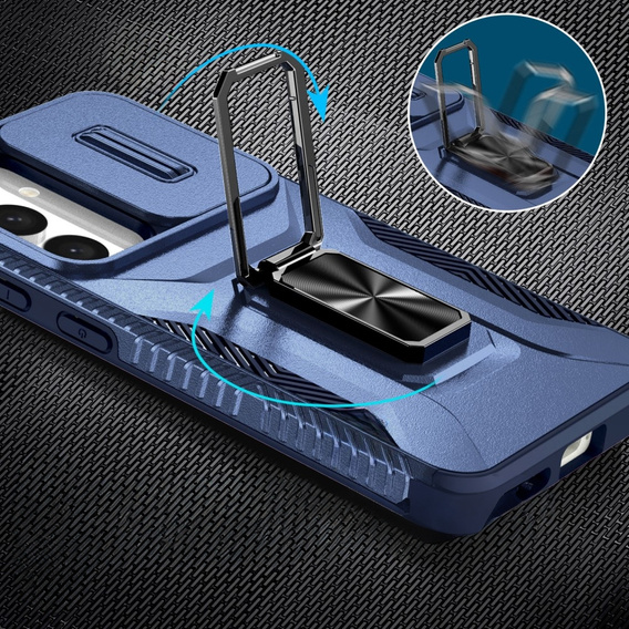 Etui do Samsung Galaxy S24+ Plus, Slide Lens Lid, Niebieskie
