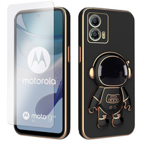 Zestaw Etui Electro do Motorola Moto G53 5G, Astronauta, Czarne + szkło