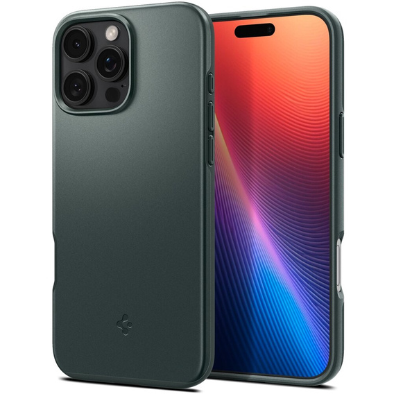Etui Spigen do iPhone 16 Pro, Thin Fit Mag, zielone + Szkło hartowane 9H