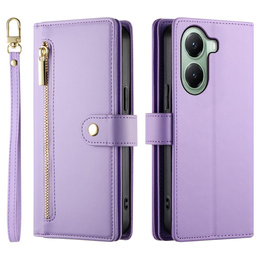 Etui z klapką do Xiaomi Poco X7 Pro 5G, Wallet Zipper Pocket, fioletowe