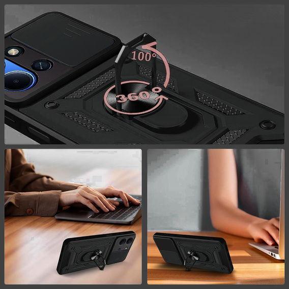 Etui pancerne do Xiaomi Redmi 15C 4G/LTE, CamShield Slide, czarne