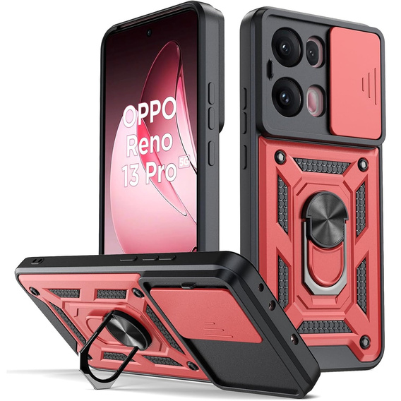 Etui pancerne do Oppo Reno 13 Pro, CamShield Slide, czerwone