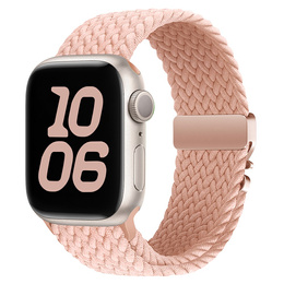 Pleciony Pasek Nylonowy z Klamrą do Apple Watch 1/2/3/4/5/6/7/8/9/10/11/SE 38/40/41/42mm – Różowy