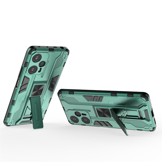 Etui do Xiaomi Poco F5, Military kickstand, zielone