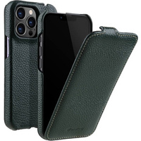 Etui MELKCO z klapką do iPhone 13 Pro, skórzane, flip, ciemnozielone