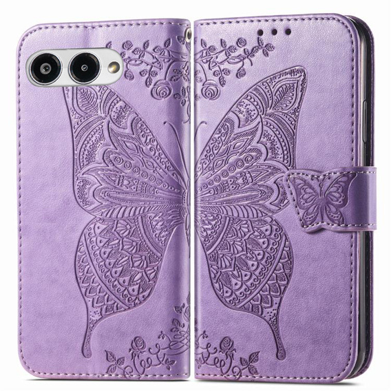 Etui z klapką do T Phone 3 5G, Butterfly, fioletowe
