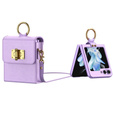 Etui do Samsung Galaxy Z Flip7 FE / Z Flip6, Finger Ring, z paskiem, fioletowe