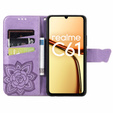 Etui z klapką do Realme C61, Butterfly, fioletowe