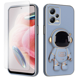 Zestaw Etui Electro do Xiaomi Redmi Note 12 5G / POCO X5 5G, Astronauta, Niebieskie + szkło