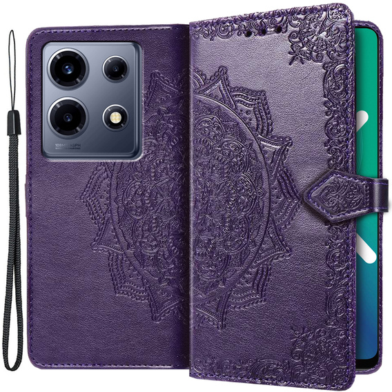 Etui z klapką do Infinix Note 30 VIP, Mandala, fioletowe