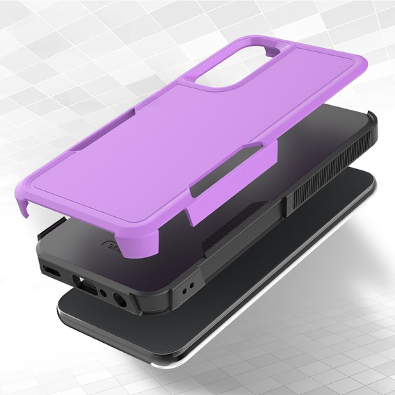 Etui pancerne do Samsung Galaxy A25 5G, Dual-Layer, fioletowe + Szkło 9H