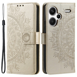 Etui z klapką do Xiaomi Redmi Note 13 Pro+, Mandala, złote