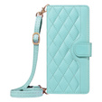 Etui z klapką do iPhone 16E, Rhombus Crossbody Leather, zielone