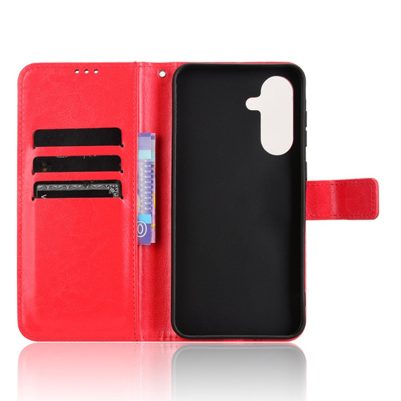 Etui z klapką do Samsung Galaxy A36 5G, Crazy Horse Wallet, czerwone