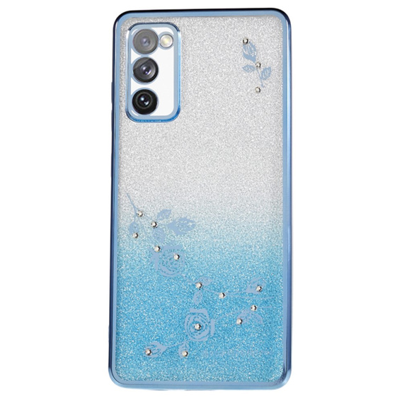 Etui do Samsung Galaxy S20 FE, Glitter Flower, niebieskie