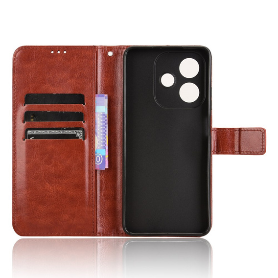 Etui z klapką do Oppo A40 / Oppo A40m, Crazy Horse Wallet, brązowe