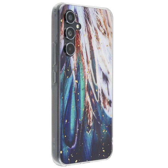 Etui Gold Glam do Samsung Galaxy A54 5G, Pióra + szkło 9H