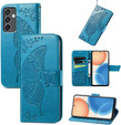 Etui z klapką do Samsung Galaxy S24 FE, Butterfly, niebieskie