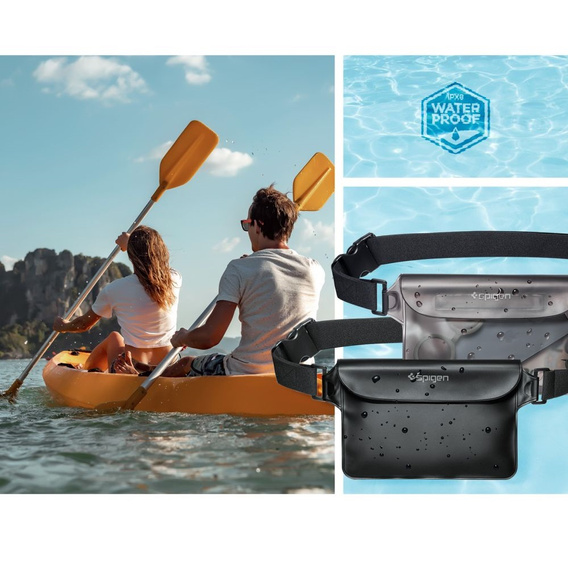 2x SPIGEN A620 Uniwersalna Wodoodporna Saszetka Waist Bag, Black