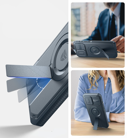 Etui Dexnor MagSafe do iPhone 16 Pro Max magnetyczne z przesuwaną osłoną aparatu – niebieskie