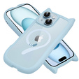 Etui do iPhone 15, do MagSafe, Cute Cat, niebieskie + Szkło na ekran