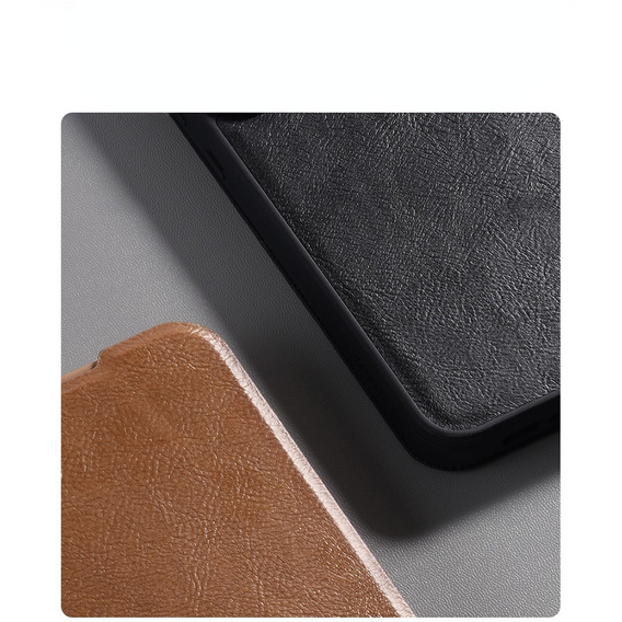 Etui z klapką NILLKIN do Samsung Galaxy A56 5G, CamShield Qin Pro, skórzane, brązowe