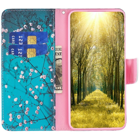 Etui z klapką do Xiaomi Redmi Note 12 Pro 5G / POCO X5 Pro 5G, Wallet, Sakura niebieskie